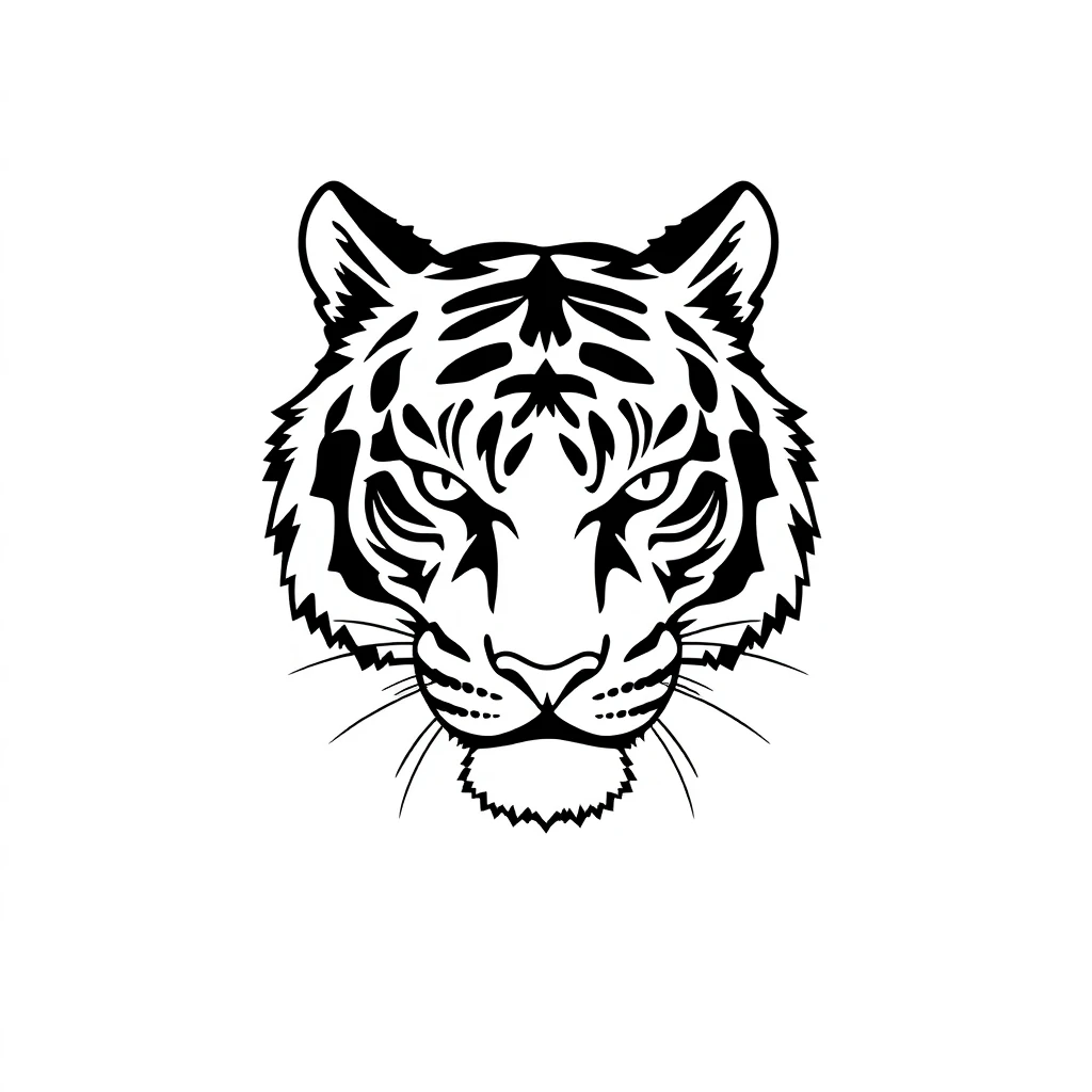 Idée de tatouage tigre en style minimaliste, adaptable au clavicule