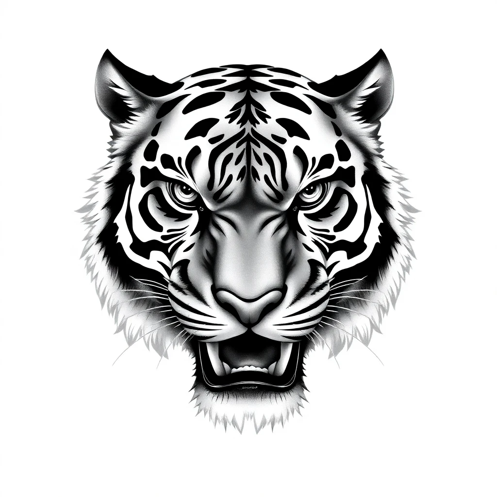 Tatouage tigre en style réaliste, design généré par IA