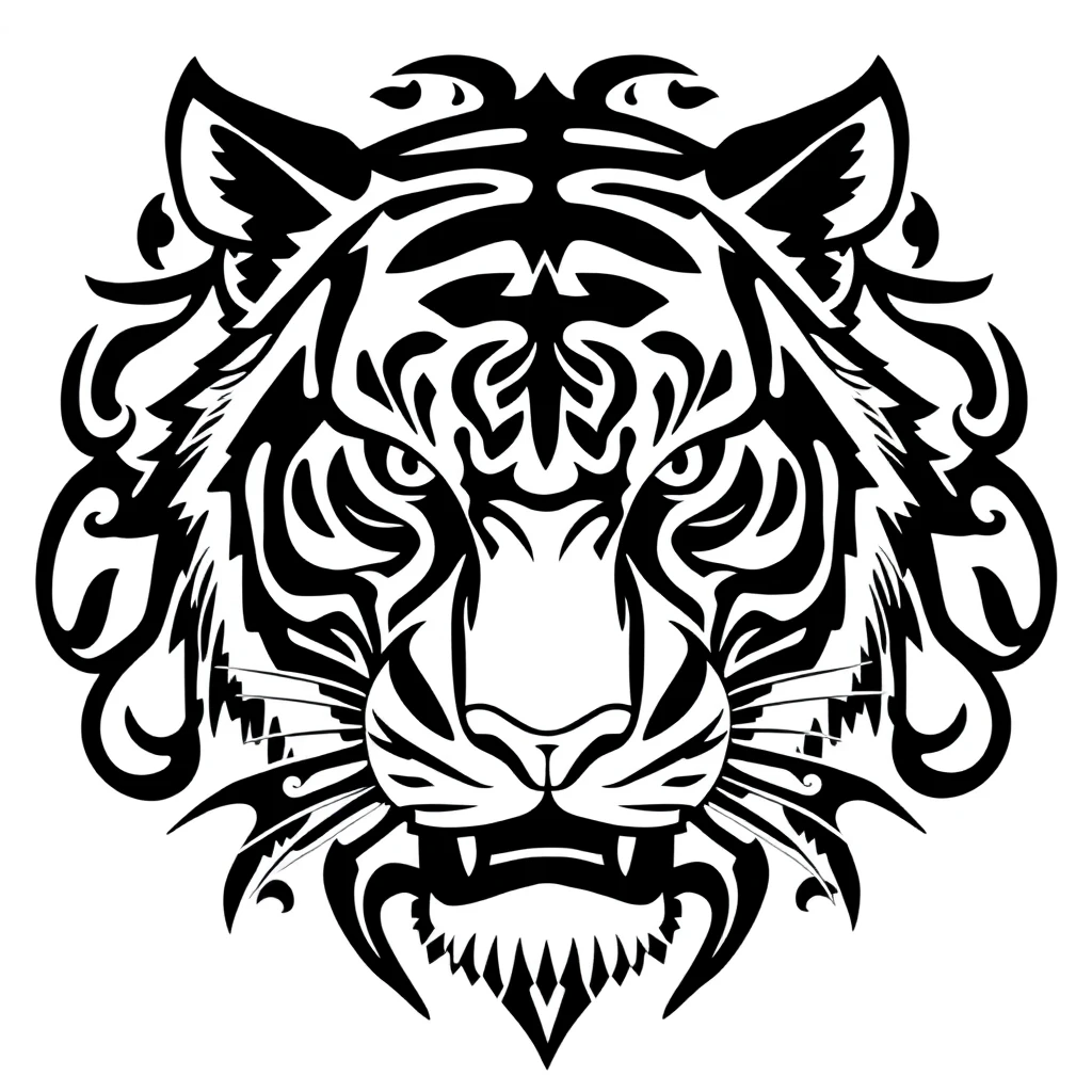 Tatouage tigre en style tribal, design généré par IA