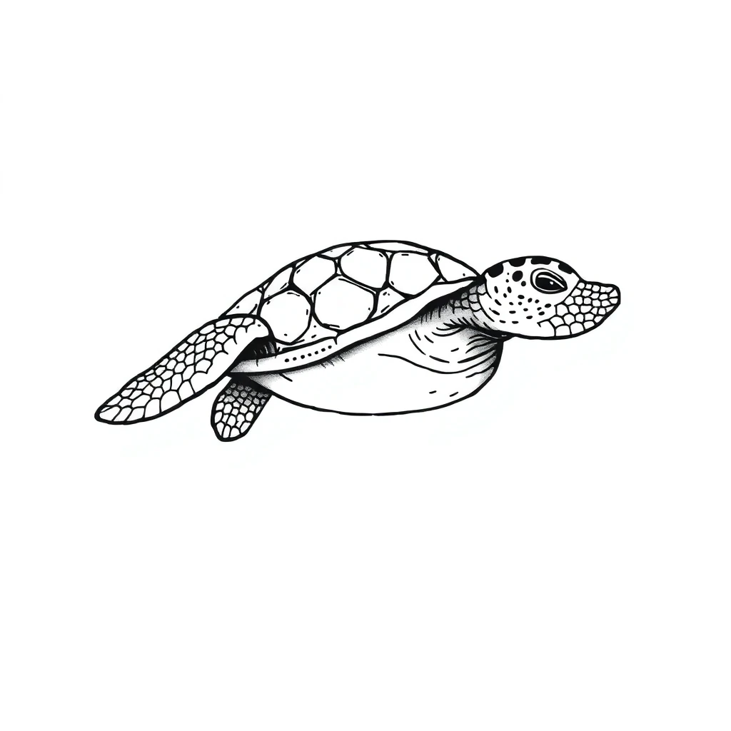Tatouage tortue en style abstrait, design généré par IA