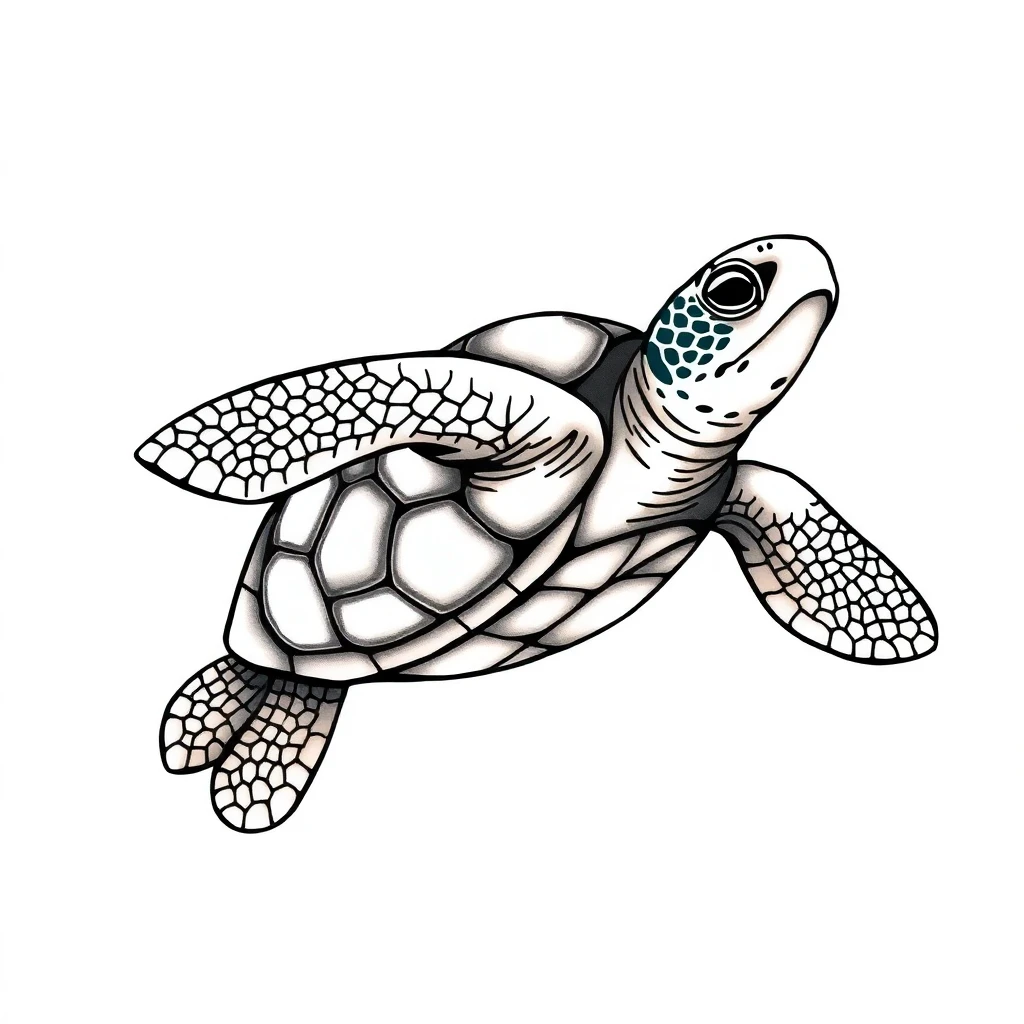 Tatouage tortue en style anime, design généré par IA