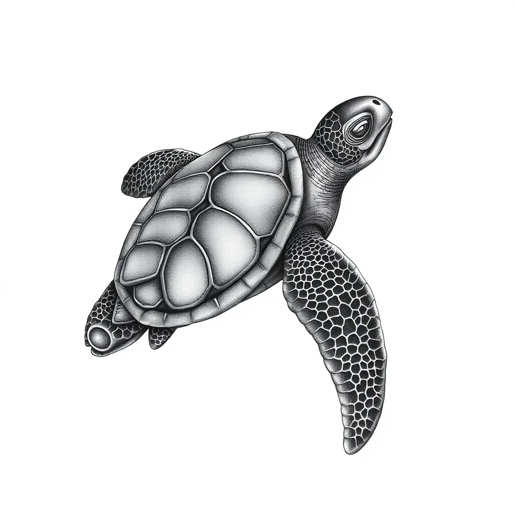 Tatouage tortue en style biomécanique, design généré par IA