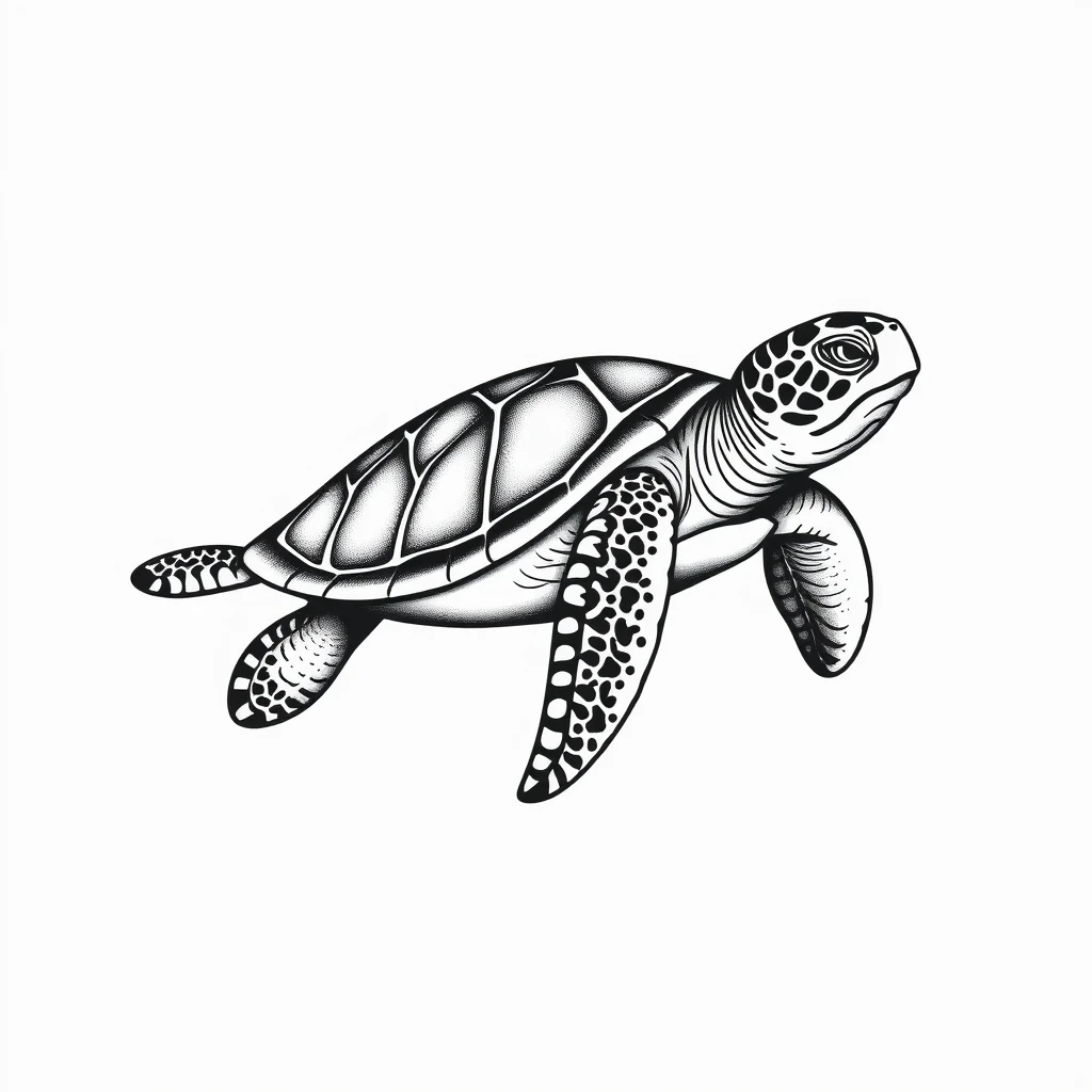 Tatouage tortue en style blackwork
