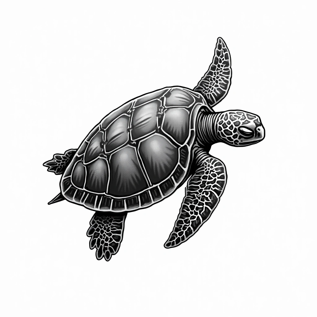 Tatouage tortue en style chicano, design généré par IA