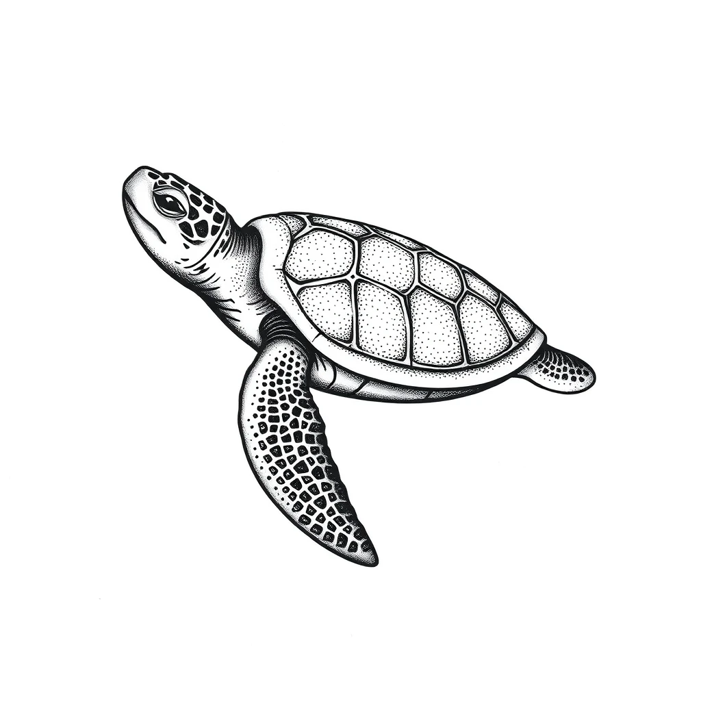 Tatouage tortue en style dotwork