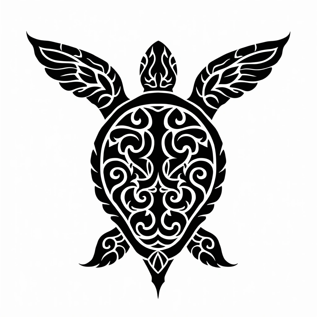 Tatouage tortue en style maori, design généré par IA
