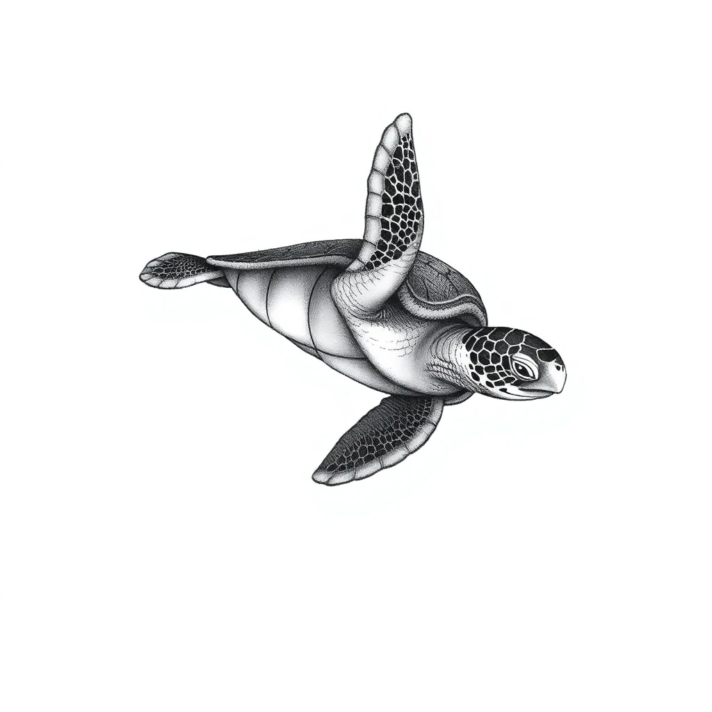 Tatouage tortue en style micro-réalisme, design généré par IA