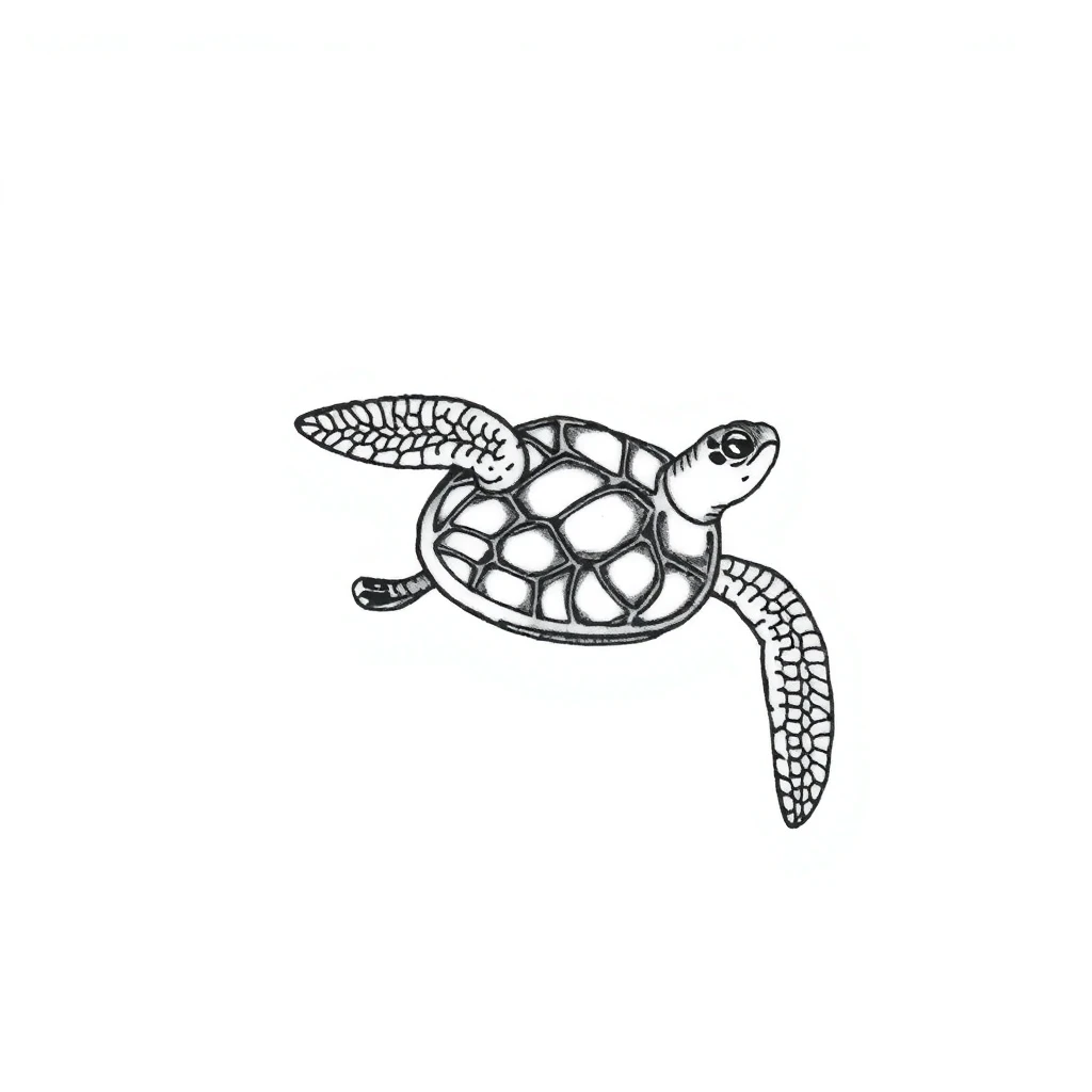 Tatouage tortue en style minimaliste
