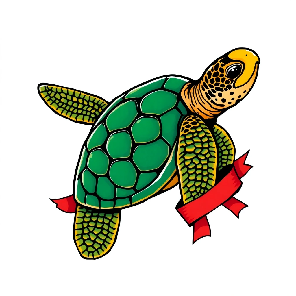Tatouage tortue en style old school, design généré par IA