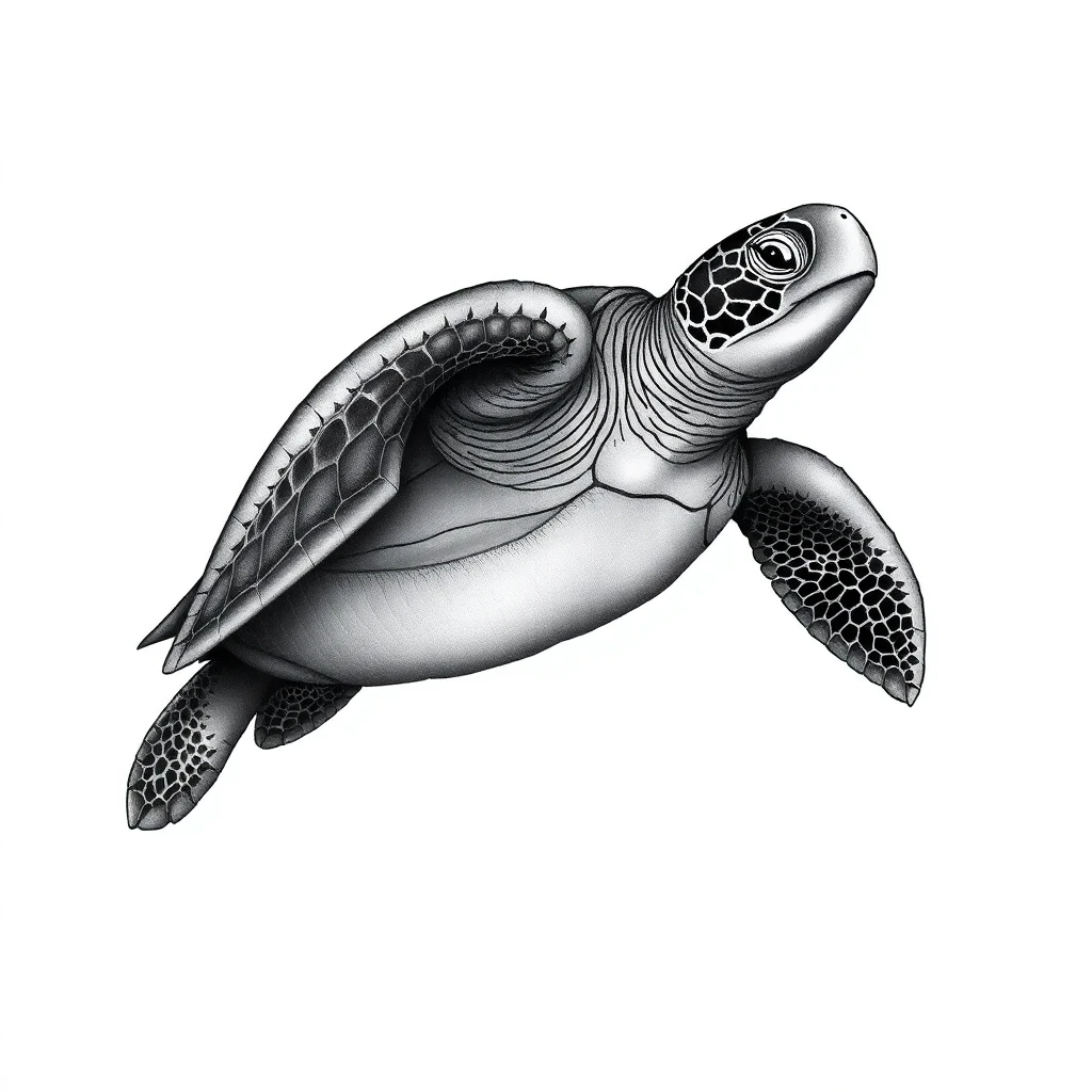 Tatouage tortue en style réaliste, design généré par IA