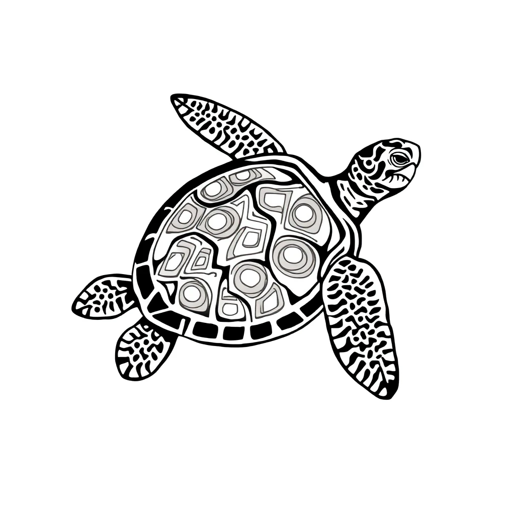 Tatouage tortue en style tribal, design généré par IA