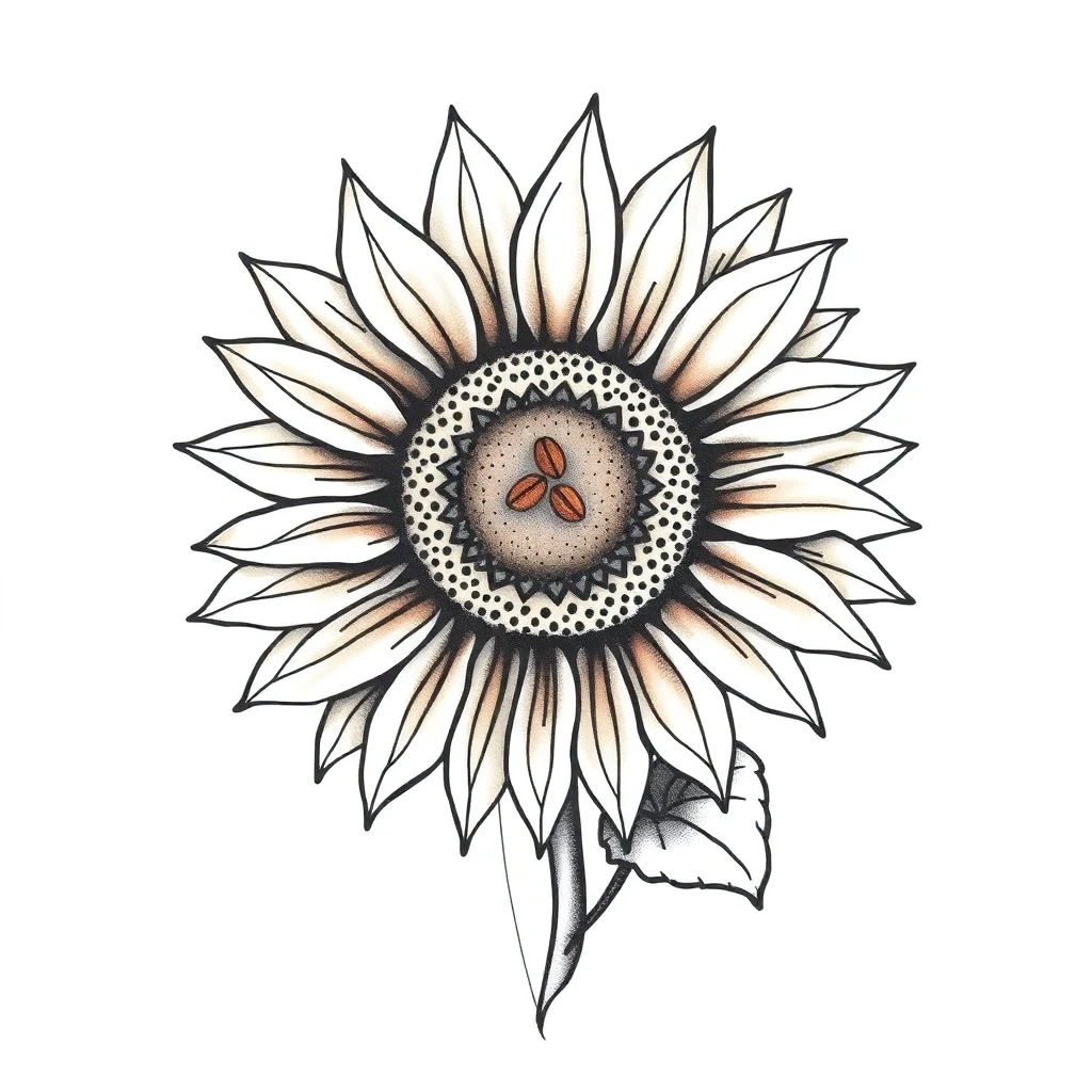 Tatouage tournesol en style abstrait, design généré par IA
