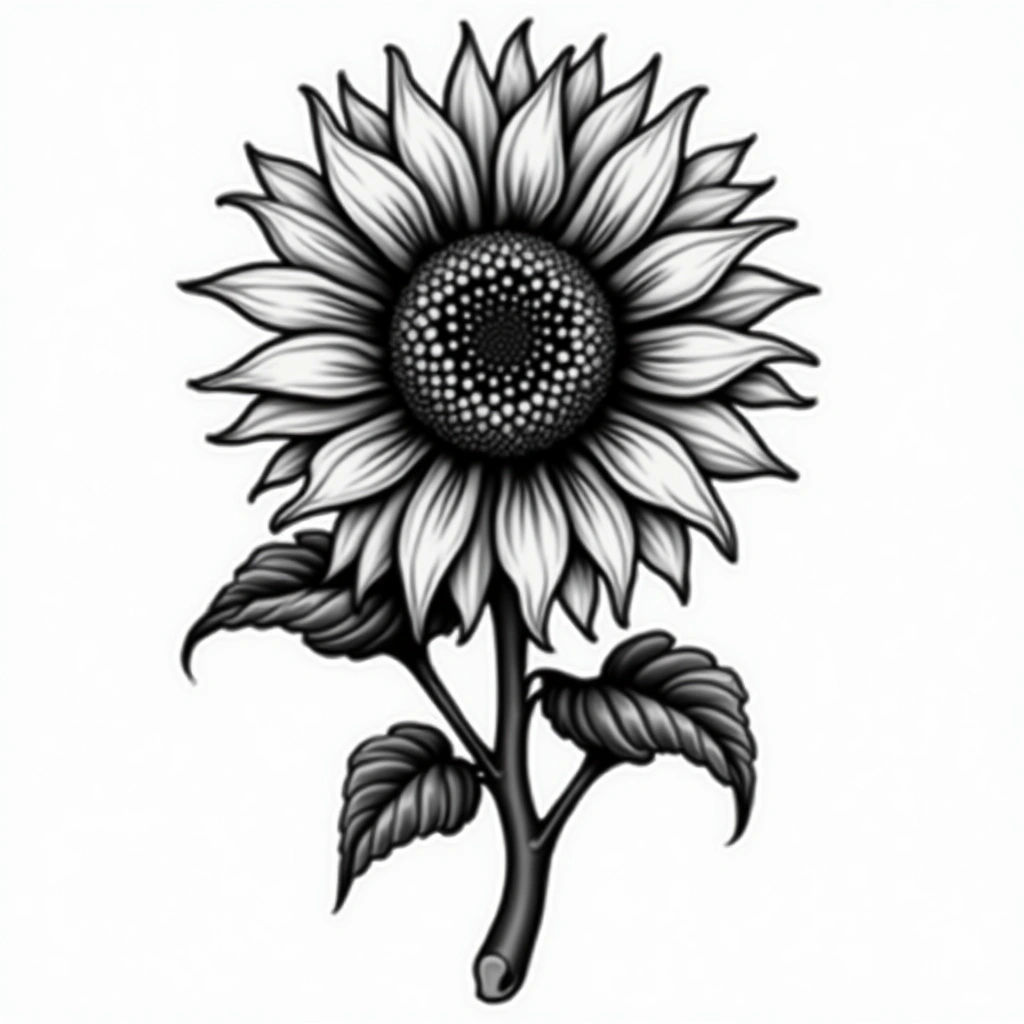 Tatouage tournesol en style chicano, design généré par IA