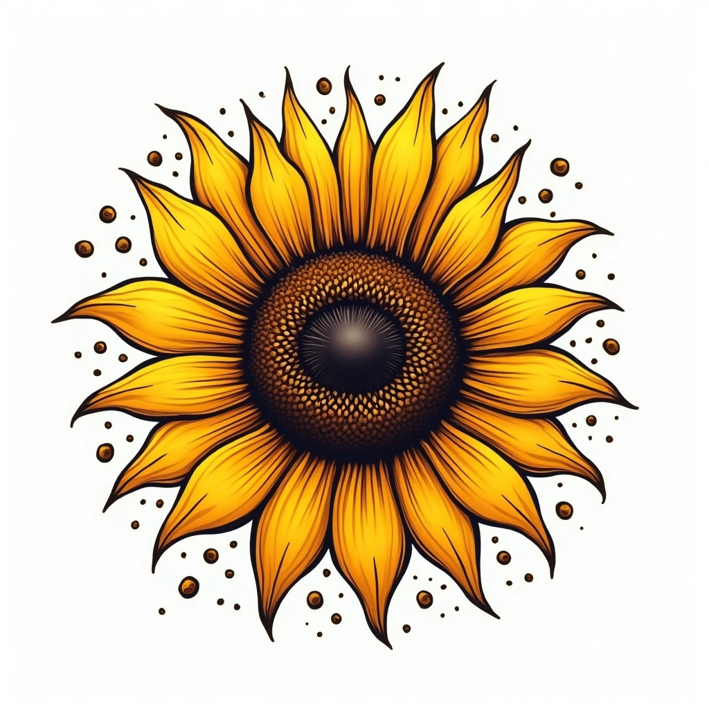 Tatouage tournesol en style graffiti, design généré par IA