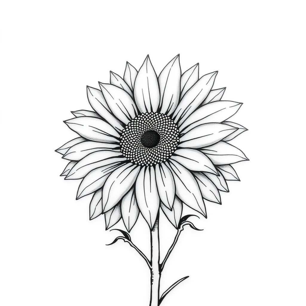 Tatouage tournesol en style minimaliste