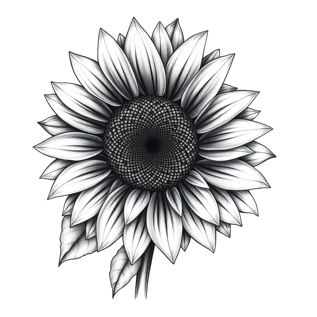 Tatouage tournesol en style réaliste, design généré par IA