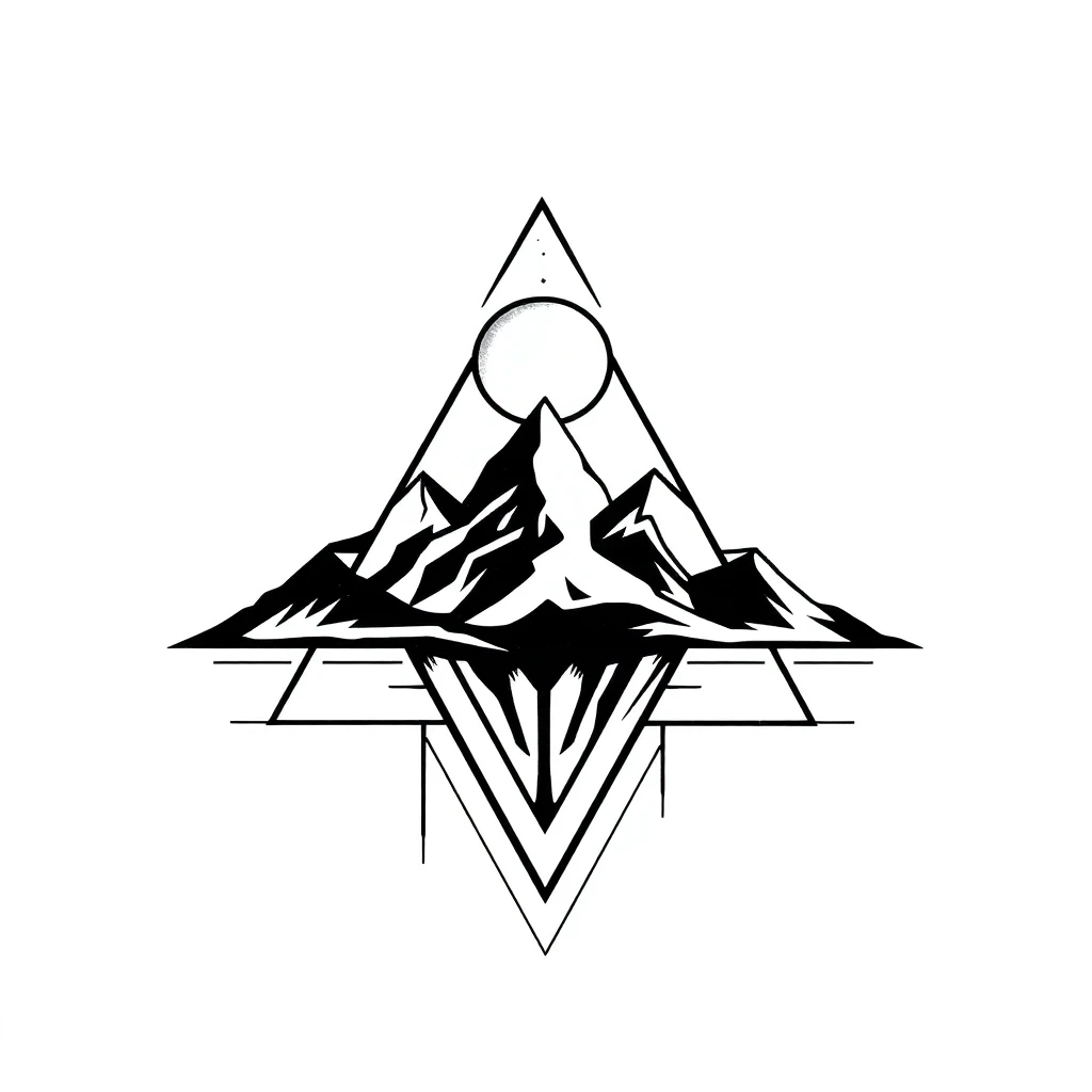 Tatouage triangle en style abstrait, design généré par IA