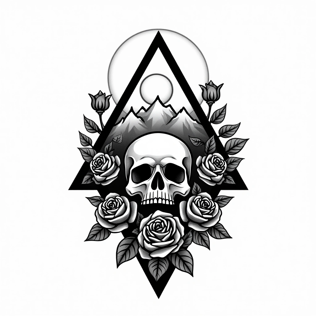 Tatouage triangle en style chicano, design généré par IA
