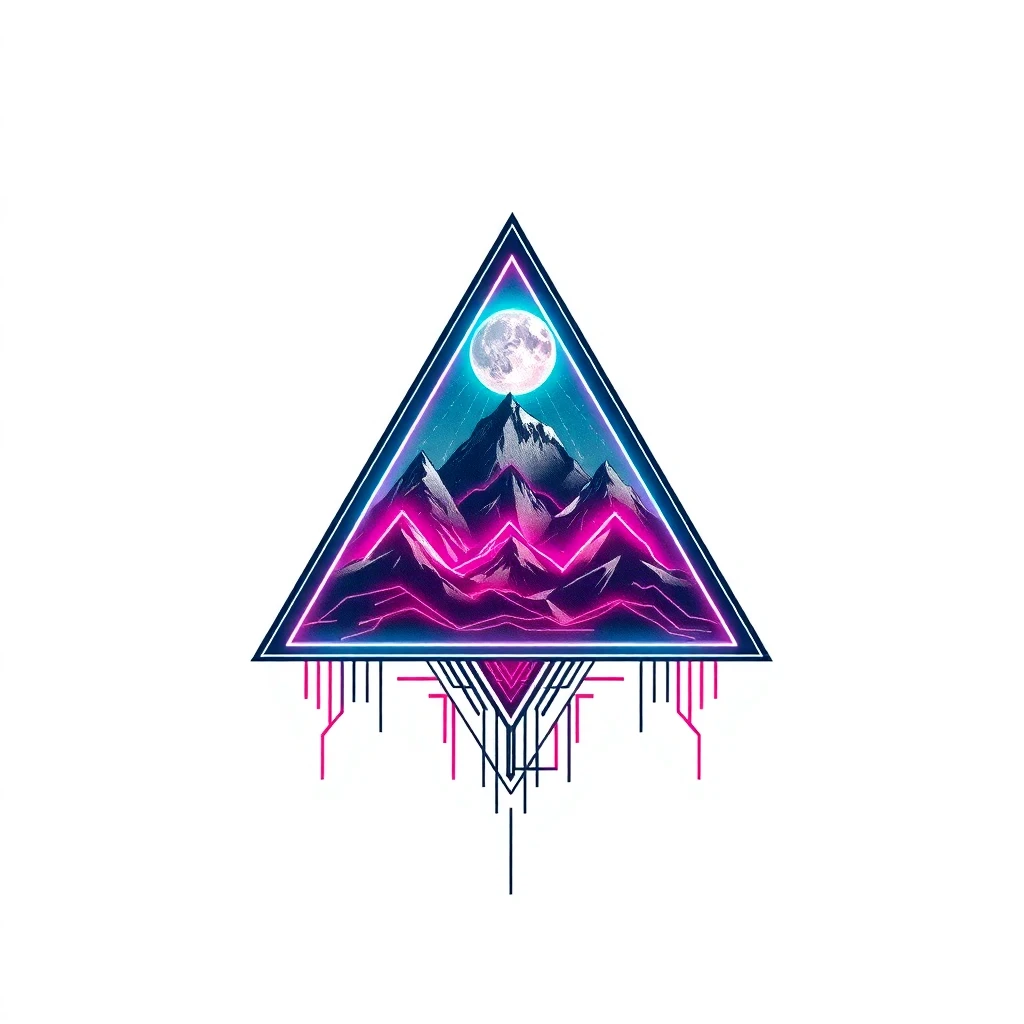 Tatouage triangle en style cyberpunk, design généré par IA