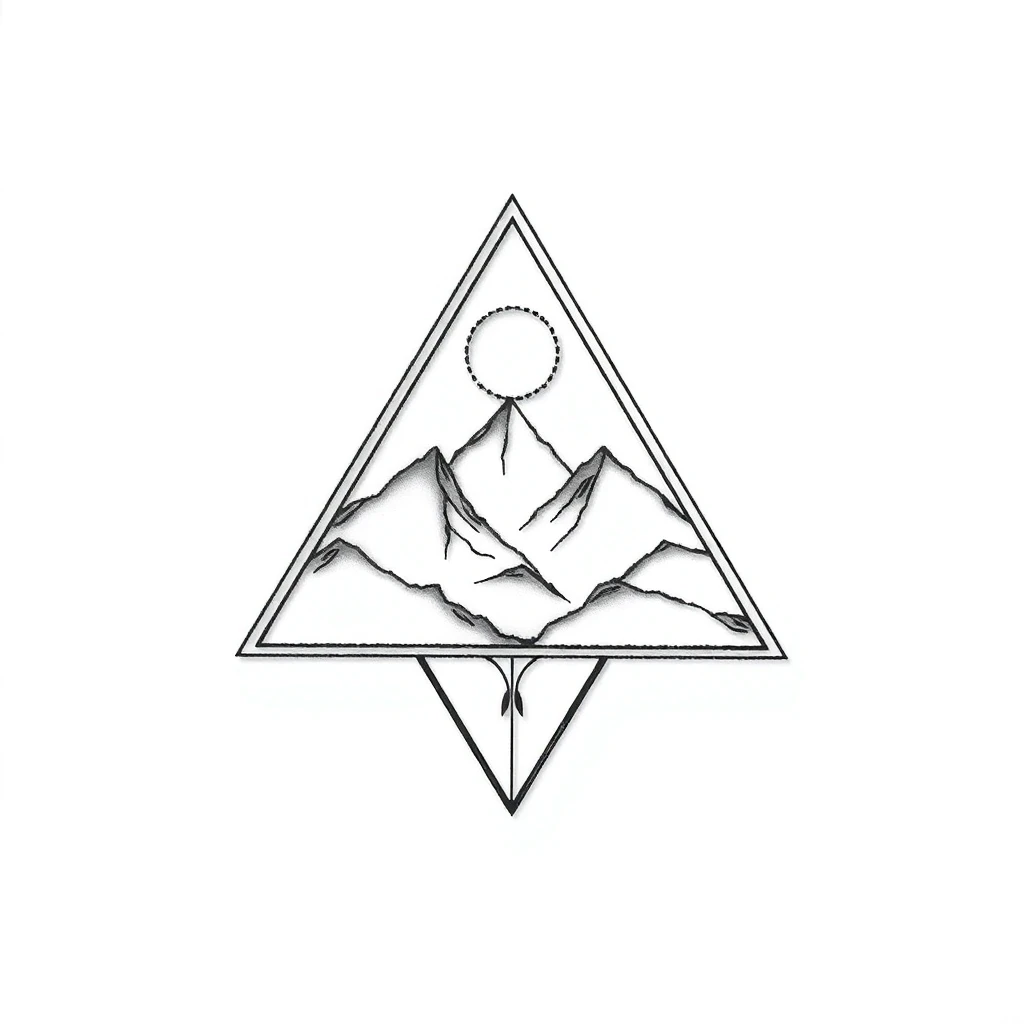 Tatouage triangle en style fineline, design généré par IA