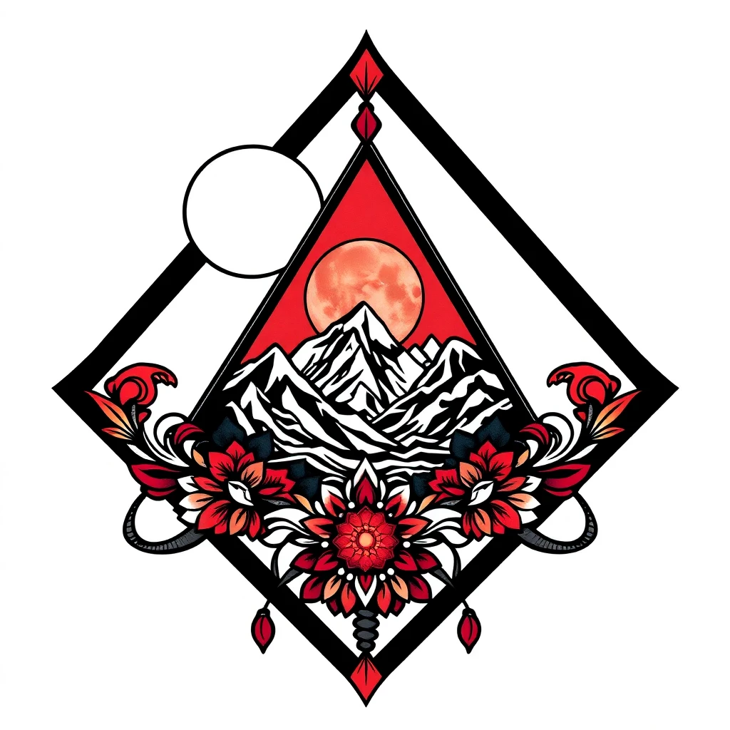 Tatouage triangle en style néo-traditionnel, design généré par IA