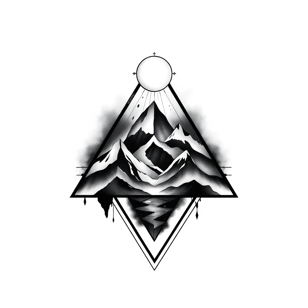 Tatouage triangle en style noir et blanc, design généré par IA