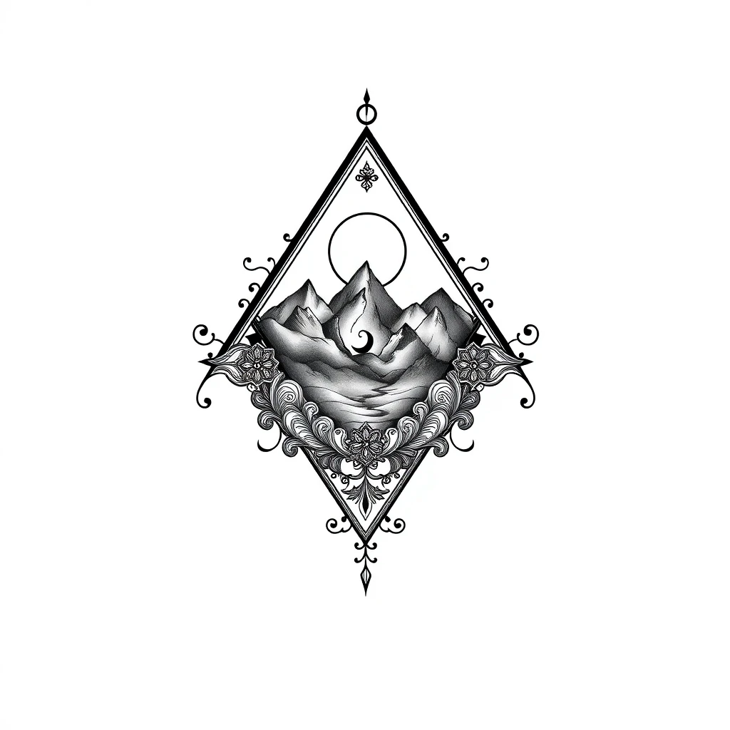 Tatouage triangle en style ornemental, design généré par IA