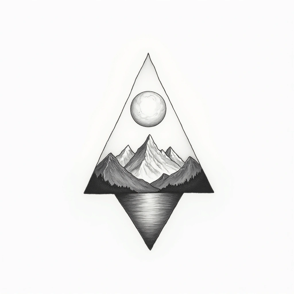 Tatouage triangle en style single needle, design généré par IA