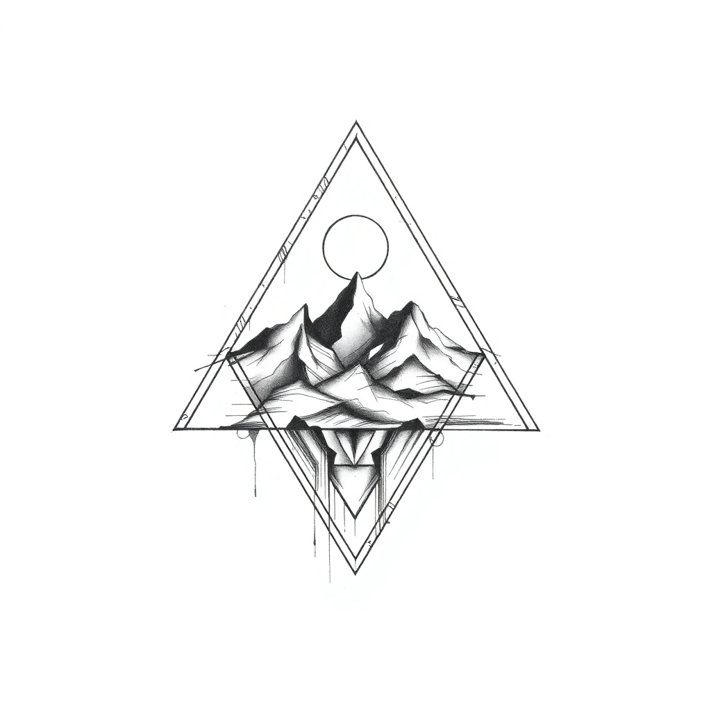 Tatouage triangle en style sketch, design généré par IA