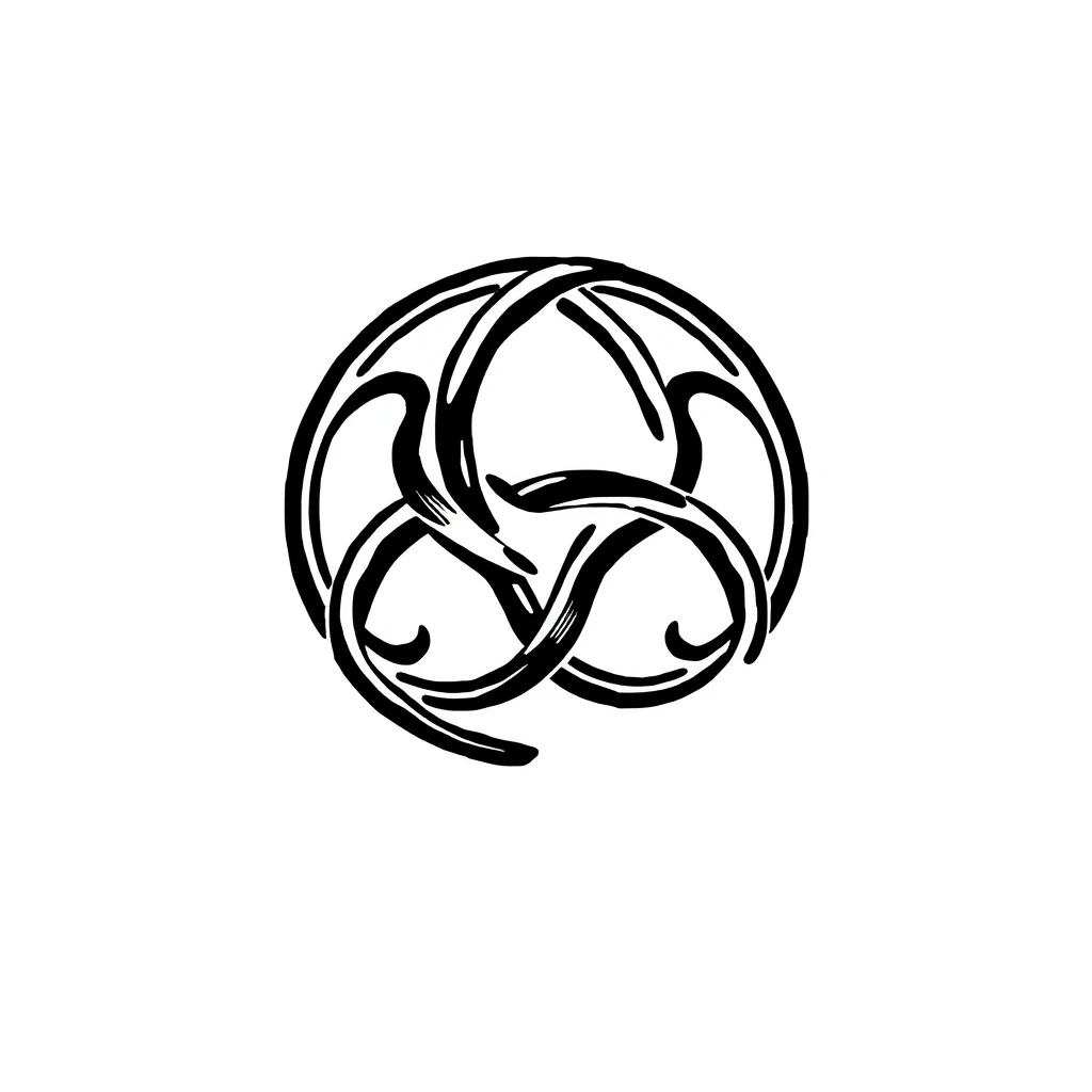 Triskel en blackwork, aplats noirs et spirales