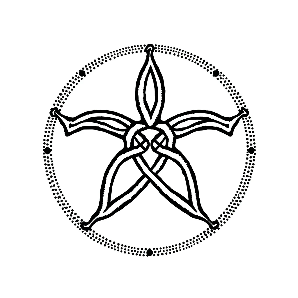 Tatouage labyrinthe en style dotwork