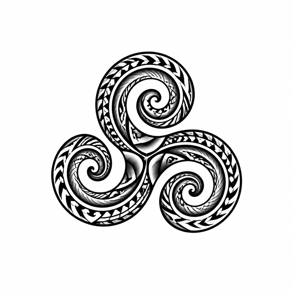Tatouage triskèle en style maori, design généré par IA