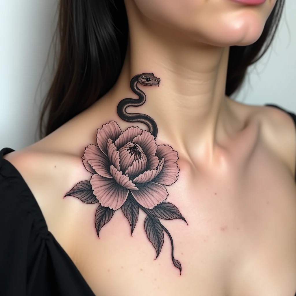 Aperçu sur peau d’un petit tatouage placé sur la clavicule