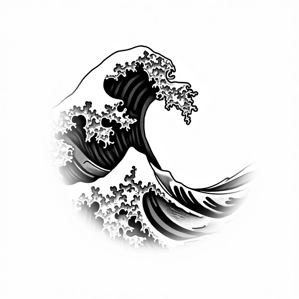 Vague en blackwork, masses noires et espaces négatifs