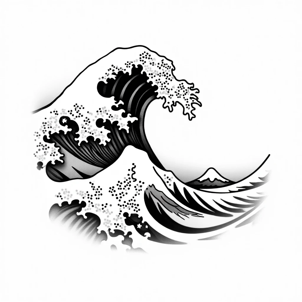 Tatouage vague en style dotwork