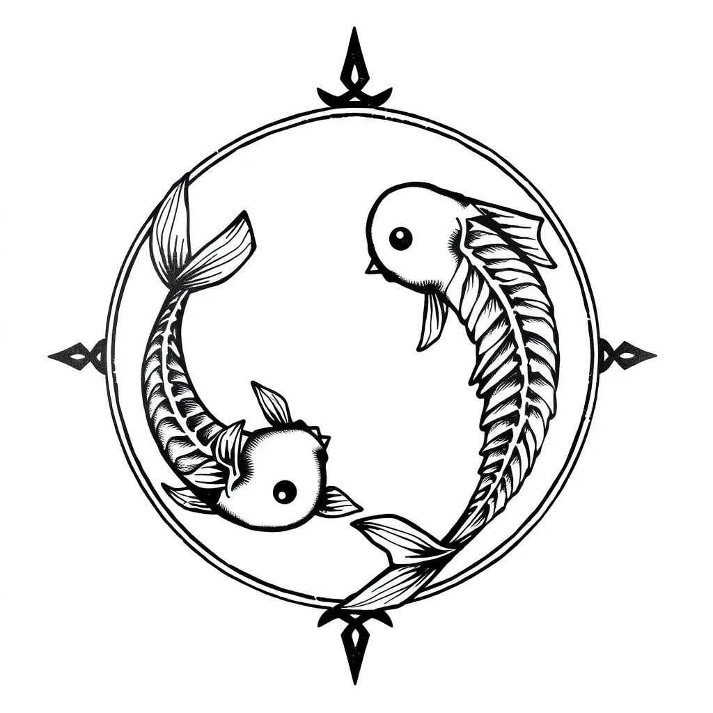 Tatouage yin en style blackwork