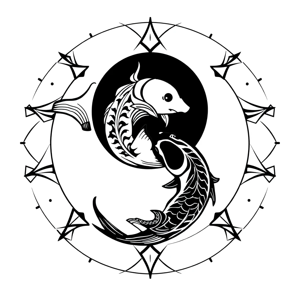 Tatouage yin en style géométrique