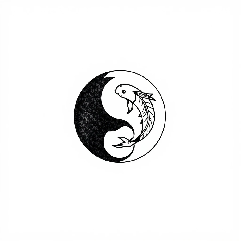 Tatouage yin en style minimaliste